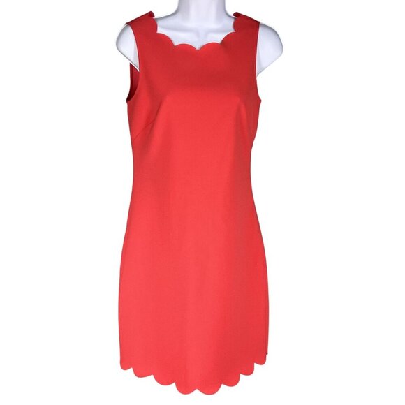 J Crew Womens 2 Coral Scallop Sleeveless Shift Dress Side Zip Timeless Career - Picture 6 of 14
